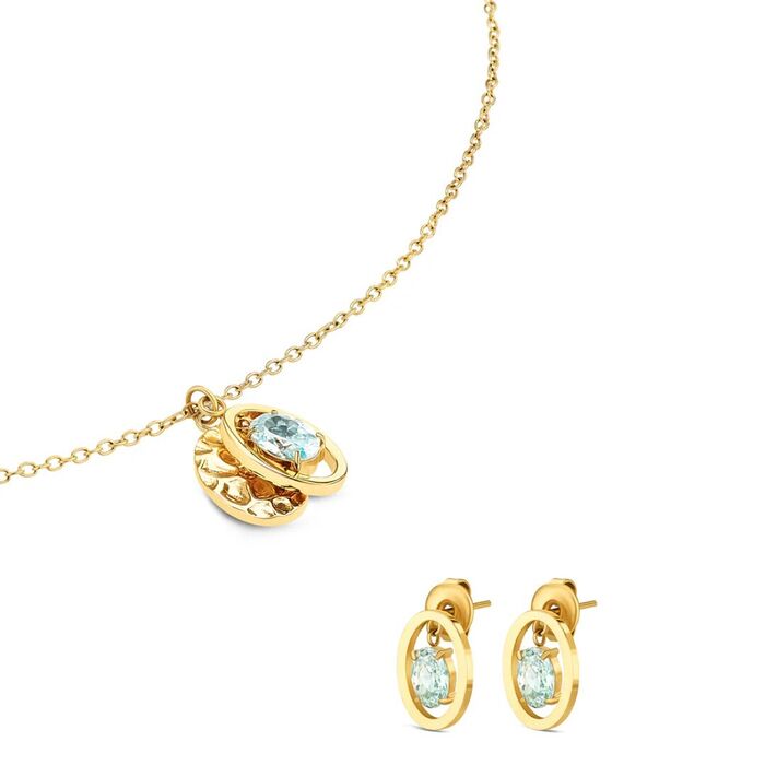 Conjunto One Colar e Brincos Birthstone Março OJSET24G03