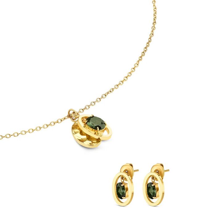 Conjunto One Colar e Brincos Birthstone Maio OJSET24G05