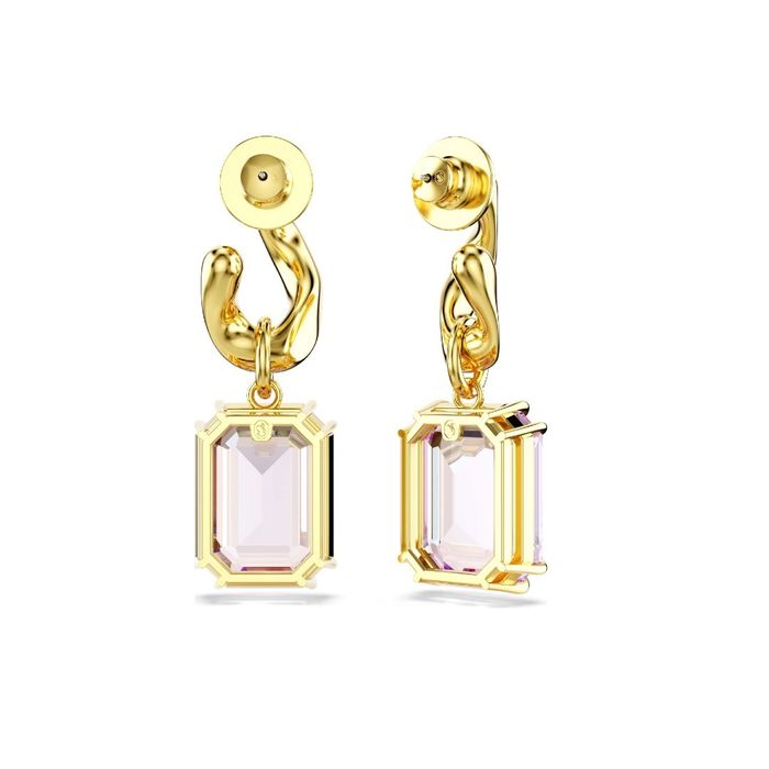 Brincos Swarovski femininos com cristais swarovski grandes roxo visto de trás.