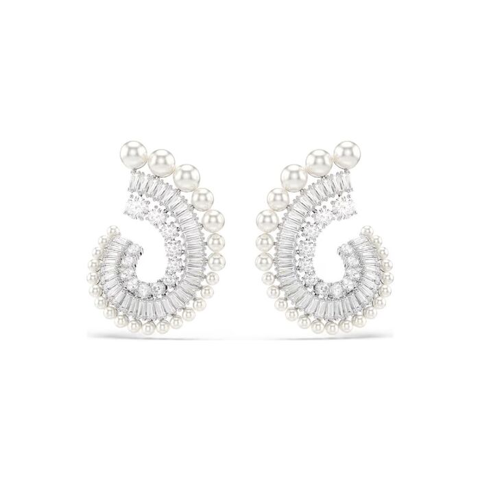 Brincos Swarovski femininos com cristais swarovski e pérolas sintéticas.