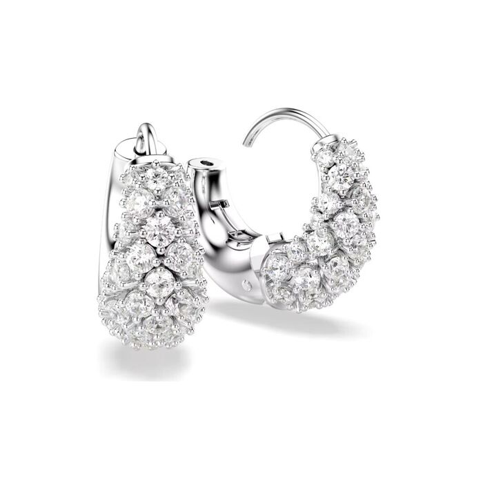Brincos tipo argolas unissexo Swarovski cravados em cristais.