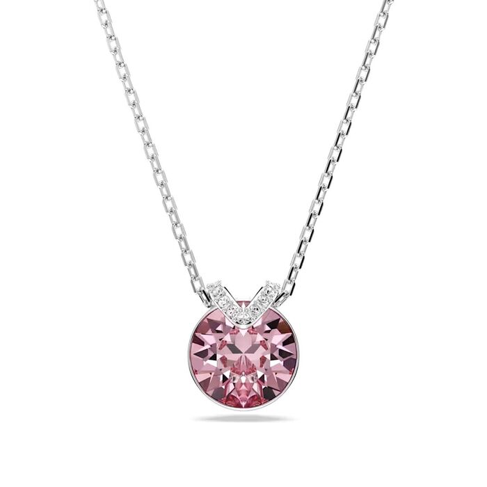 Colar Swarovski feminino com cristal swarovski cor de rosa.