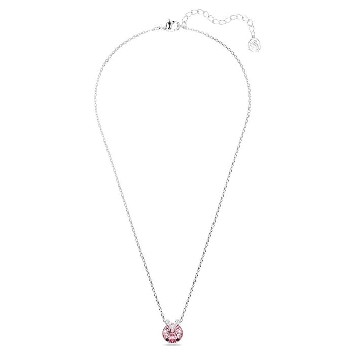 Colar Swarovski feminino com cristal swarovski cor de rosa, visto por completo.