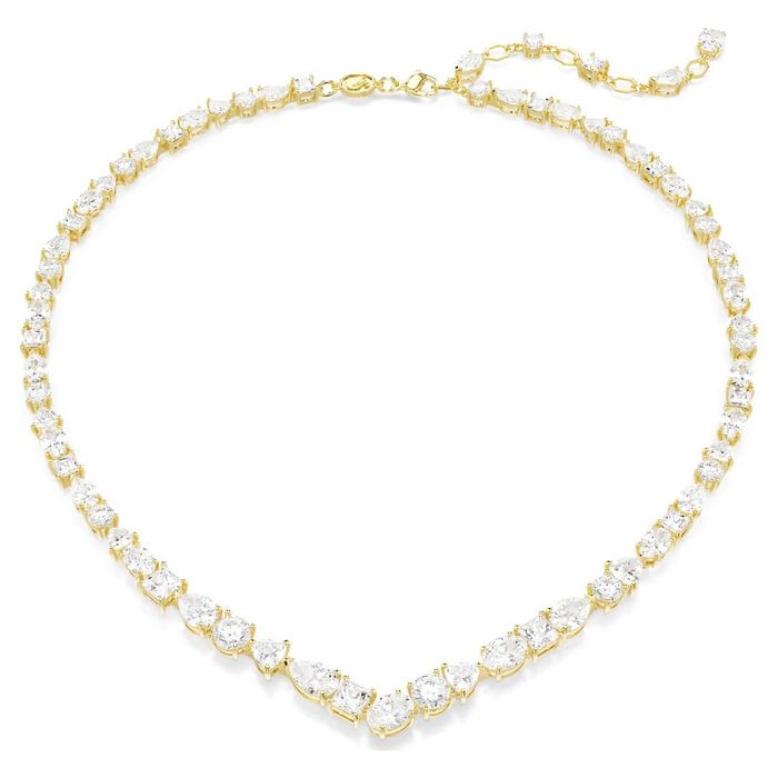 Colar Feminino da Swarovski dourado com cristais brancos.