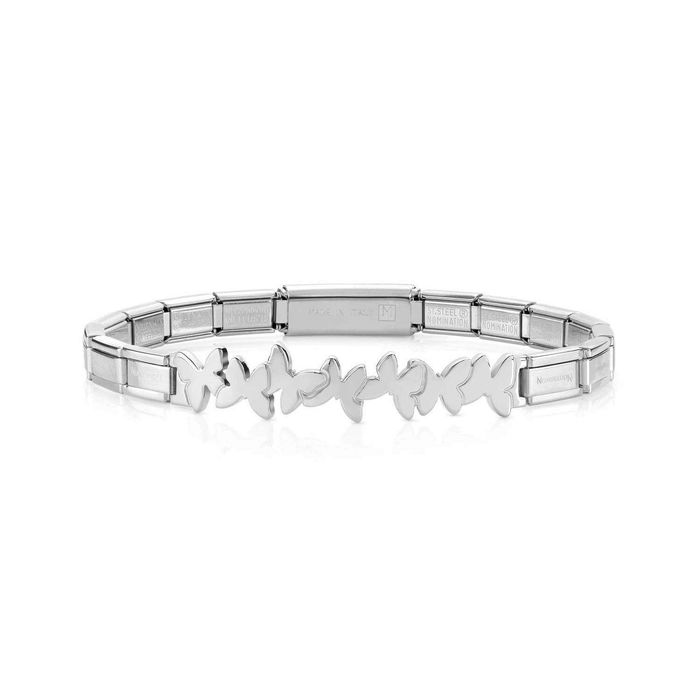 Pulseira NOMINATION em aço de tom prateado estilo elos, com com borboletas ligadas entre si