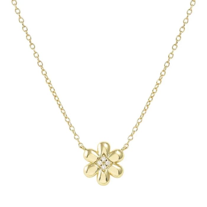Colar dourado Nomination com um pendente em forma de uma flor com zircónias cravadas no centro.