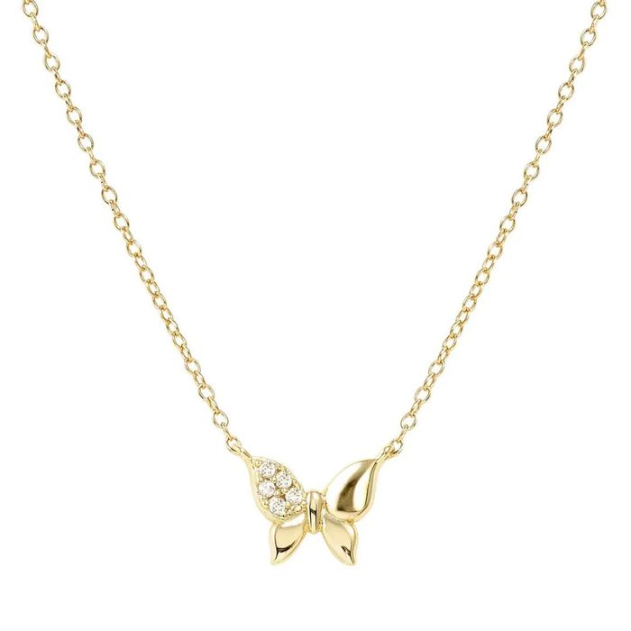 Colar dourado Nomination com um pendente em forma de borboleta com zircónias cravadas numa asa.