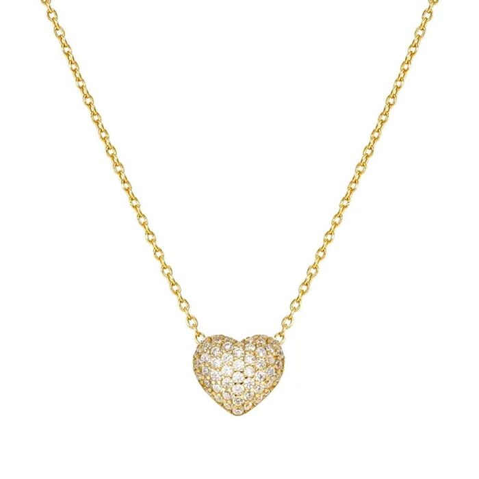 Colar dourado da Nomination com um pendente de um coração abaulado com zircónias brancas cravadas.