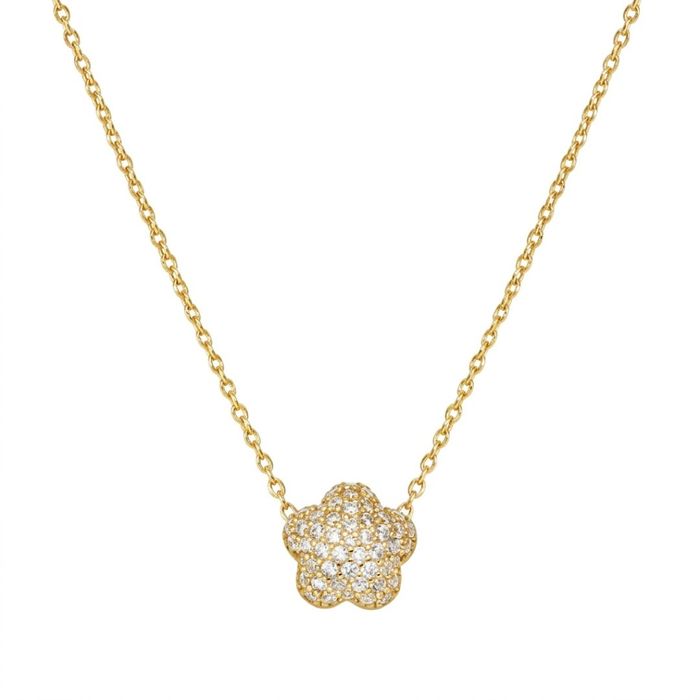 Colar dourado da Nomination com um pendente de uma flor abaulada com zircónias brancas cravadas.