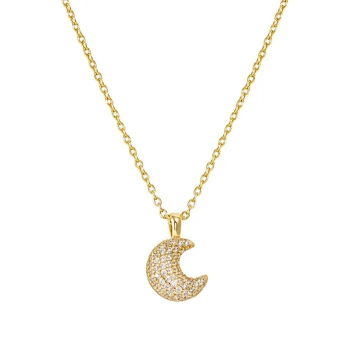 Colar dourado da Nomination com um pendente de uma lua abaulada com zircónias brancas cravadas.