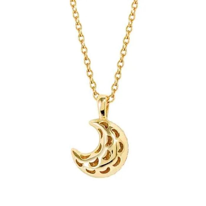 Vista dourado de um colar prateado Nomination com uma lua abaulada com recortes da mesma forma.
