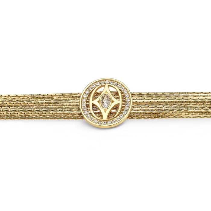 Colar dourado One de malha em finos fios e com uma medalha circular no centro com zircónias brancas.