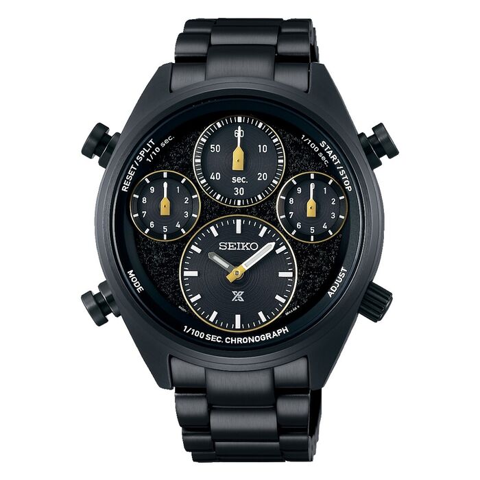 Relógio masculino Seiko Prospex, em aço inoxidável de cor preta, com cronógrafo, edição limitada.