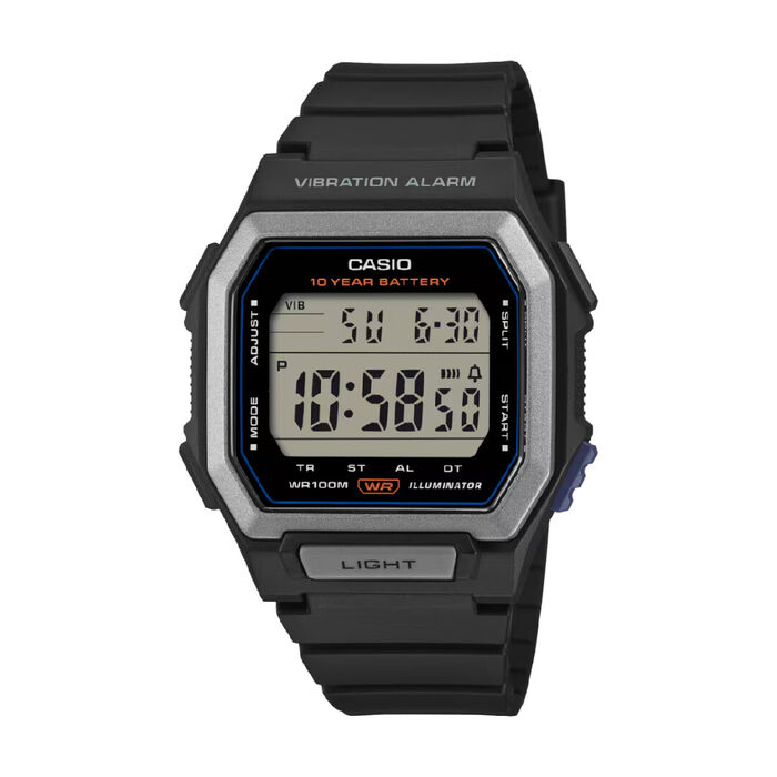 Relógio Casio digital com bracelete  caixa preta em resina.