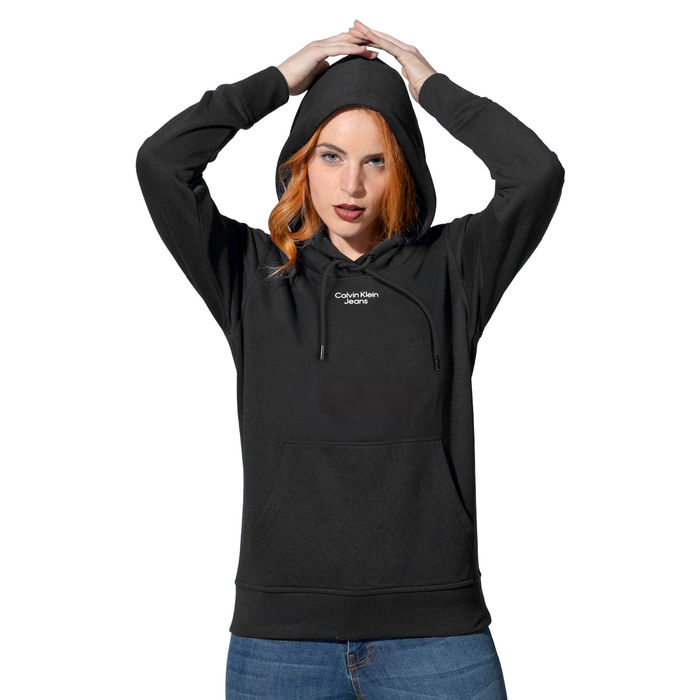 CALVIN KLEIN - Sweatshirt com capuz - Mulher - Preto