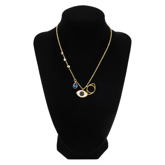 FYL - Colar em aço Eye - Dourado e Branco