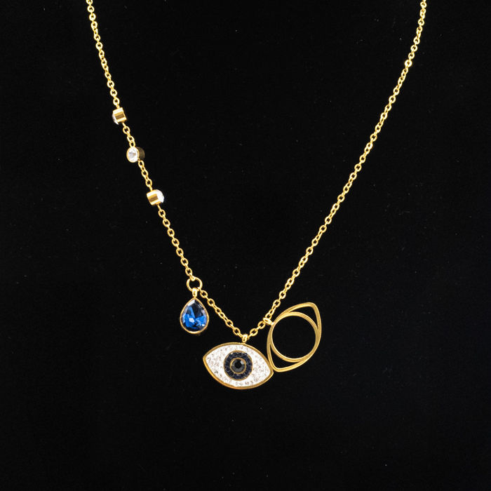 FYL - Colar em aço Eye - Dourado e Branco