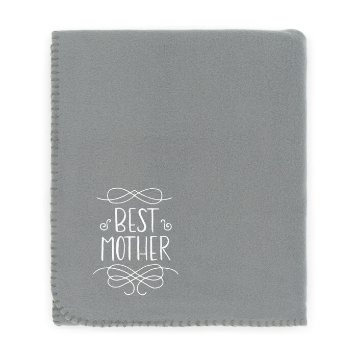 BGEUROPE - Manta polar com bordado Best Mother - Cinza Claro