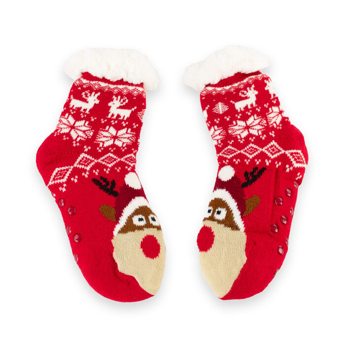 FYL - Meias antiderrapantes de Natal - Criança - Rudolfo