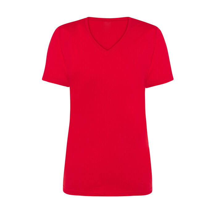 FYL - T-shirt com decote em bico - Mulher - Vermelho