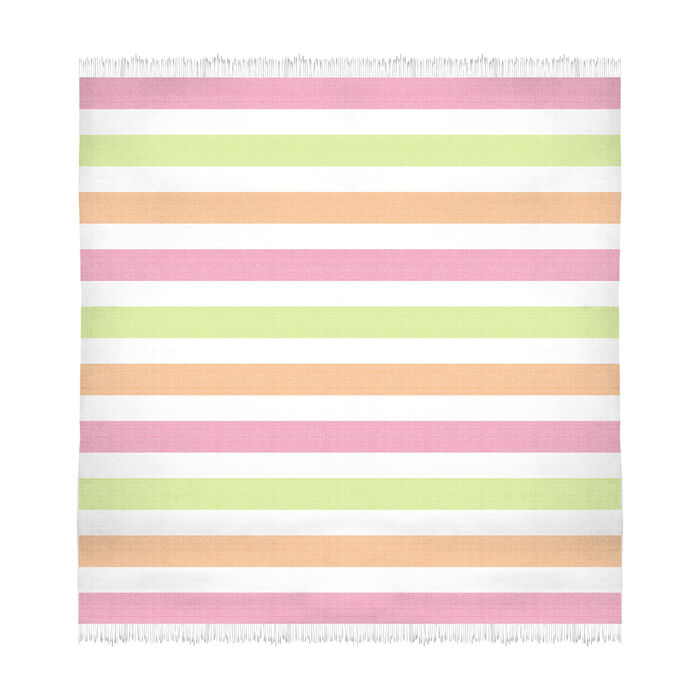 FYL - Pareo de praia familiar jacquard Vega - Fúcsia, Laranja e Verde
