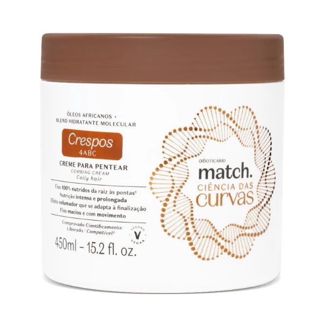 Creme para Pentear Cabelos Crespos Match Ciência das Curvas, 450ml