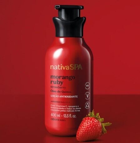 Loção Corporal Hidratante Nativa Spa Morango Ruby, 400ml