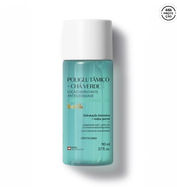 Loção Hidratante Antioleosidade Poliglutâmico + Chá Verde Botik, 110ml