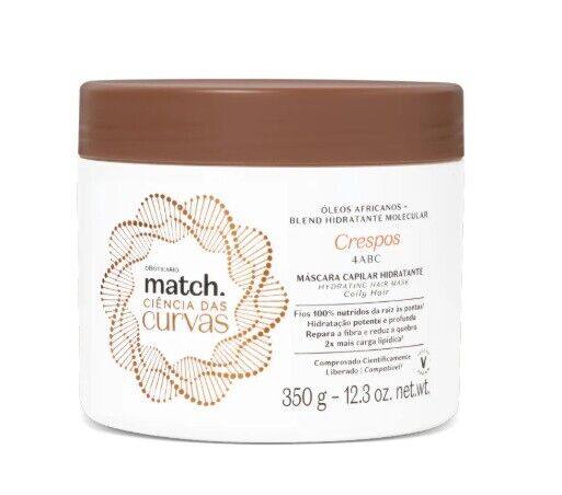 Máscara Capilar Hidratante Cabelos Crespos Match Ciência das Curvas, 350g