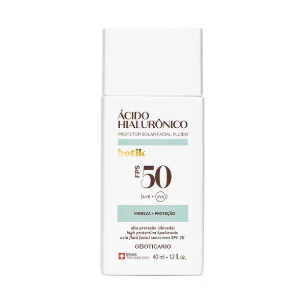 Protetor Solar Facial Fluido FPS 50 Botik Ácido Hialurónico 40ml