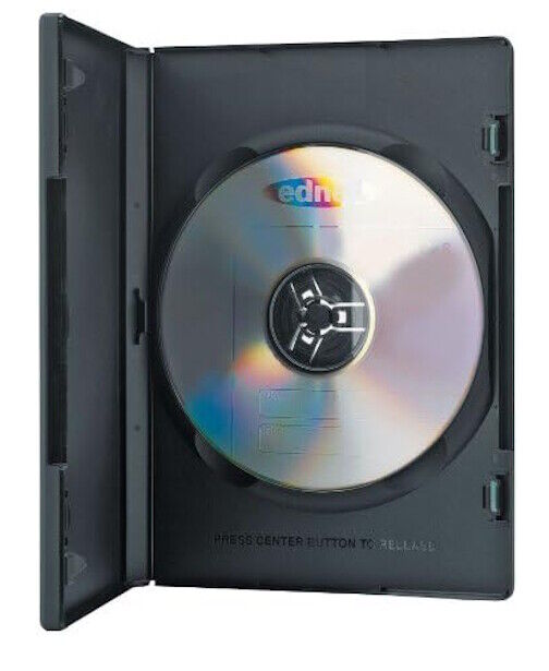 Ednet DVD Single Box Black – Pack 10 Caixas Slim para DVD/CD Preto | Novo