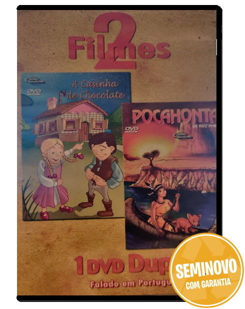 2 Filmes - A Casinha de Chocolate + Pocahontas | DVD | Usado