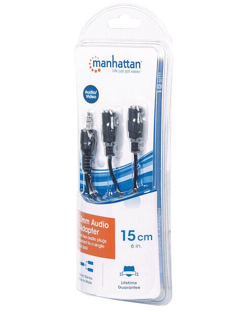 Manhattan 6In 393942 3.5Mm To 2X3.5Mm Stereo M F Cable Black | Novo