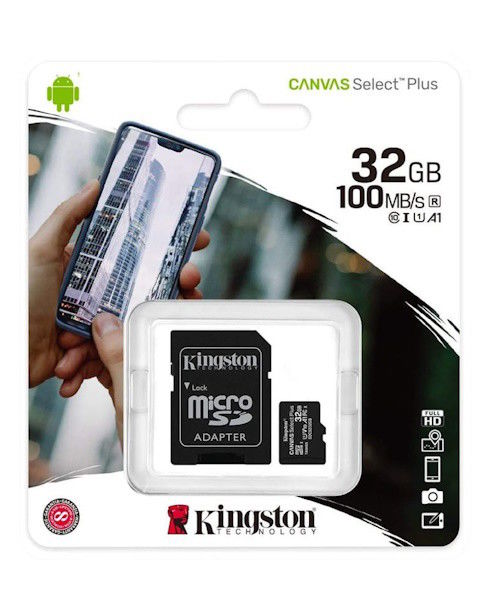 Kingston Canvas Select Plus microSDXC 32GB Classe 10 UHS-I + Adaptador | Novo 