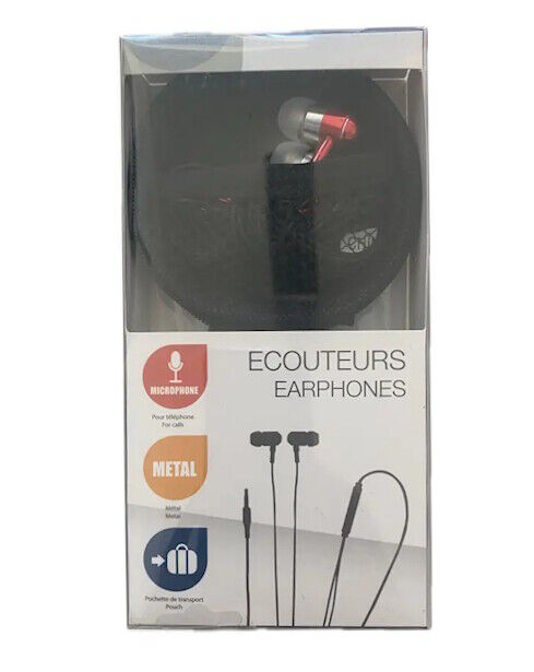 Auriculares Intra-Auriculares com Microfone e Bolsa de Transporte | Novo