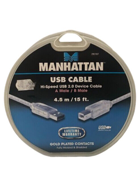 Manhattan USB Cable USB 2.0 A Macho para B Macho 4,5 metros | Novo
