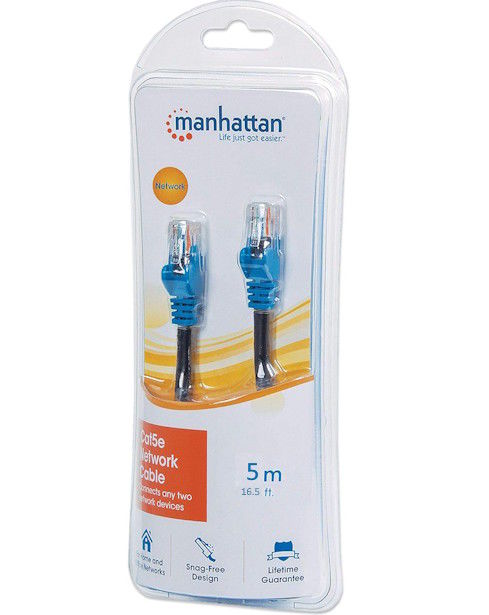 Manhattan Cat5e Network Cable RJ45 Macho para RJ45 Macho 5m Azul | Novo