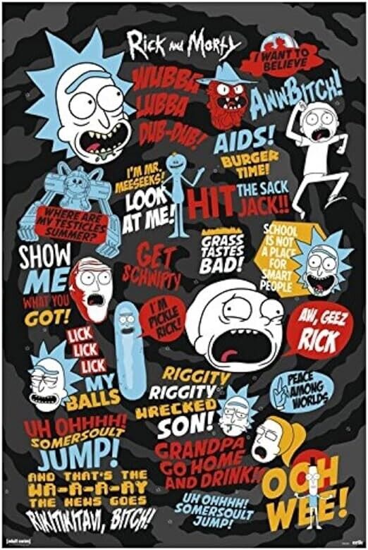 Rick And Morty Quotes Multicor Poster 91 x 61.5 x 0.1 cm | Novo