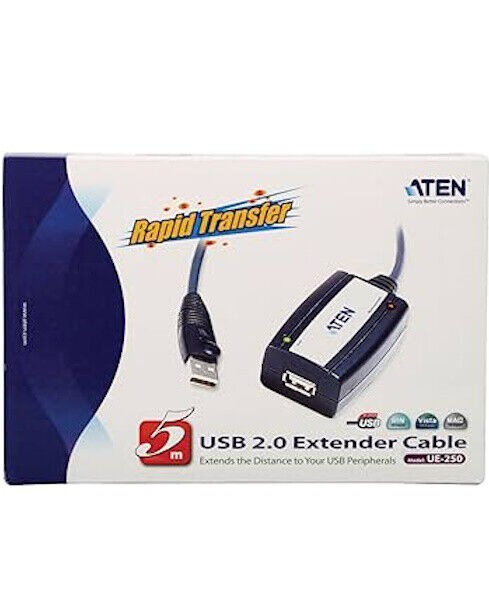 ATEN USB 2.0 ACTIVE EXTENSION CABLE 5M (UE250) | CABO USB | USADO