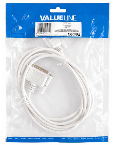 Cabo Adaptador Serial DB25 Macho para DB9 Fêmea 2 Metros Valueline | Novo