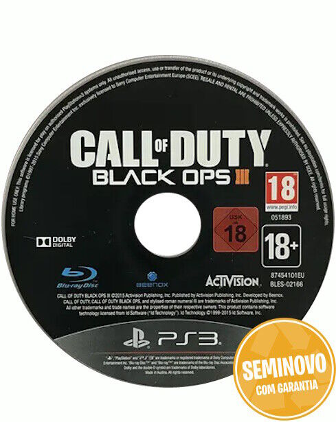 Call Of Duty Black Ops III - só CD | PS3 | Usado