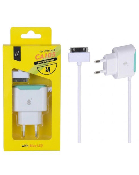 Carregador Iphone 4 With Blue Led | Novo