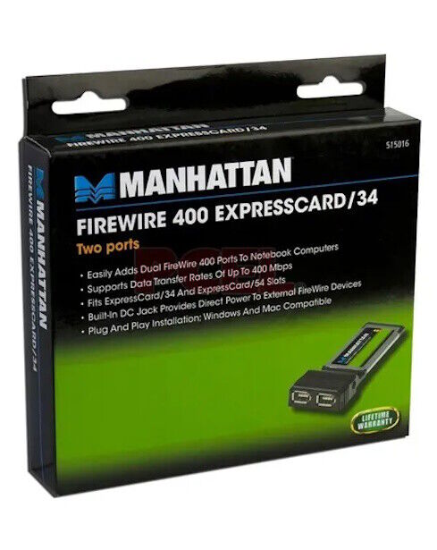 Placa ExpressCard/34 FireWire Manhattan com 2 Portas | Novo