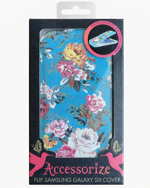 Accessorize Flip Samsung Galaxy SIII  Capa Floral Turquesa | Novo