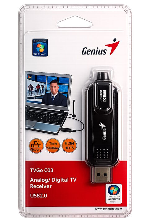 Recetor de TV Analógico/Digital USB 2.0 Genius TVGo C03 | NOVO