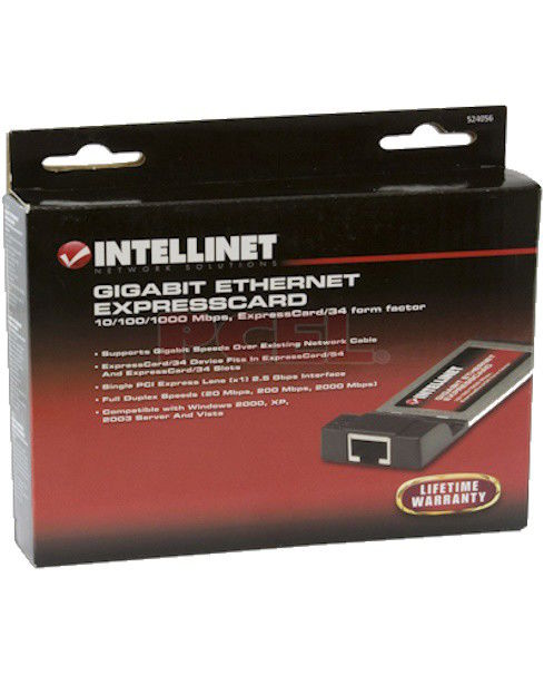 INTELLINET GIGABIT ETHERNET EXPRESSCARD/34 (524056) | ADAPTADOR DE REDE | NOVO