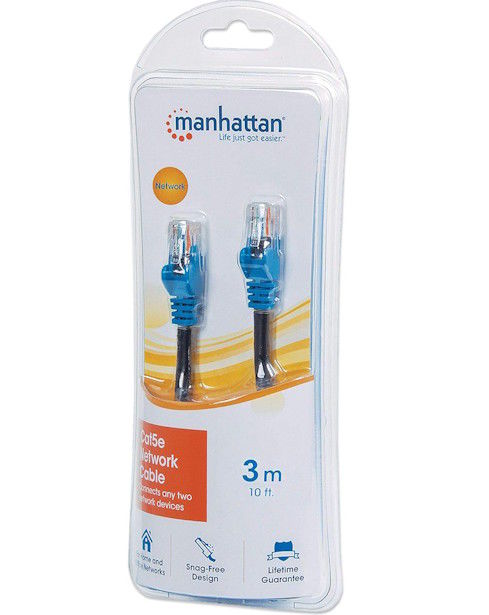 Manhattan Cat5e Network Cable RJ45 Macho para RJ45 Macho 3m Azul | Novo
