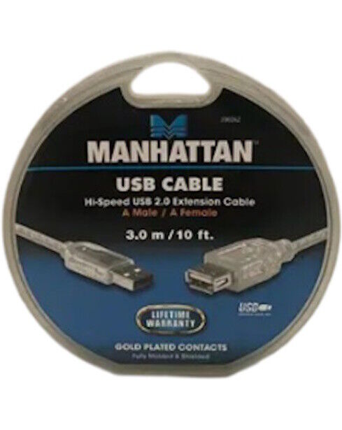 Manhattan Cabo de Extensão USB 2.0 A Macho para A Fêmea 3 m (10 ft) | Novo