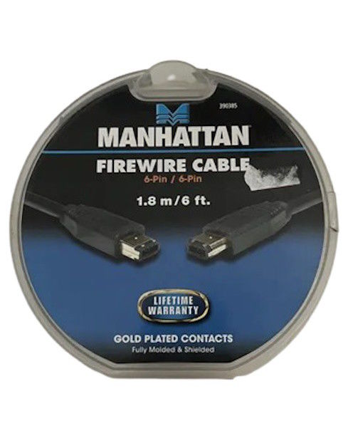 Manhattan Cabo FireWire IEEE 1394 6-Pin para 6-Pin 1,8 m (6 ft) | Novo