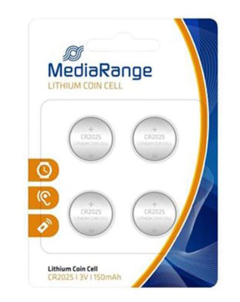 Pilhas de Lítio MediaRange CR2025 3V (Pack 4 Unidades) | Novo